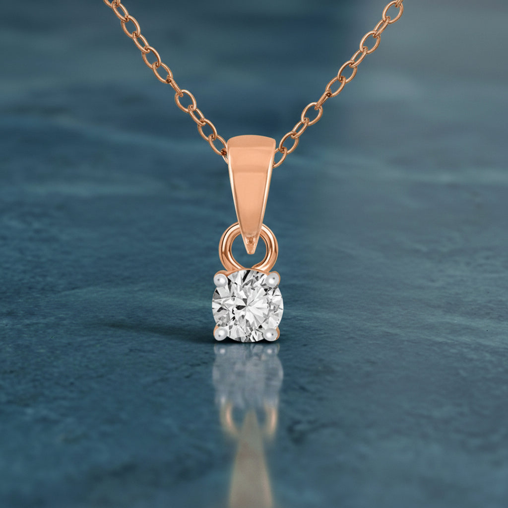 0.2 Ct Classic Solitaire Diamond Pendant Necklace in 14Kt