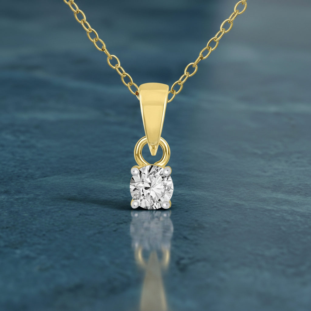 0.2 Ct Classic Solitaire Diamond Pendant Necklace in 14Kt