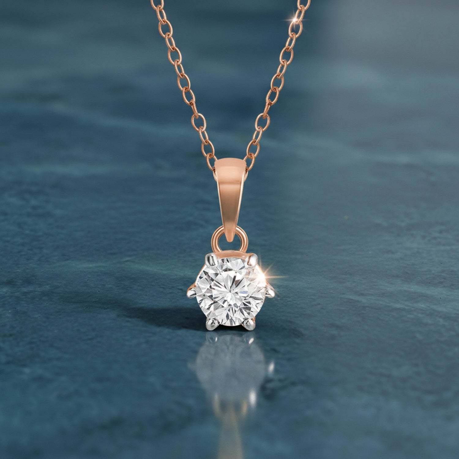 0.2 Ct 6 Prong Soltaire Pendant Necklace in 14Kt