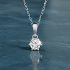 0.2 Ct 6 Prong Soltaire Pendant Necklace in 14Kt