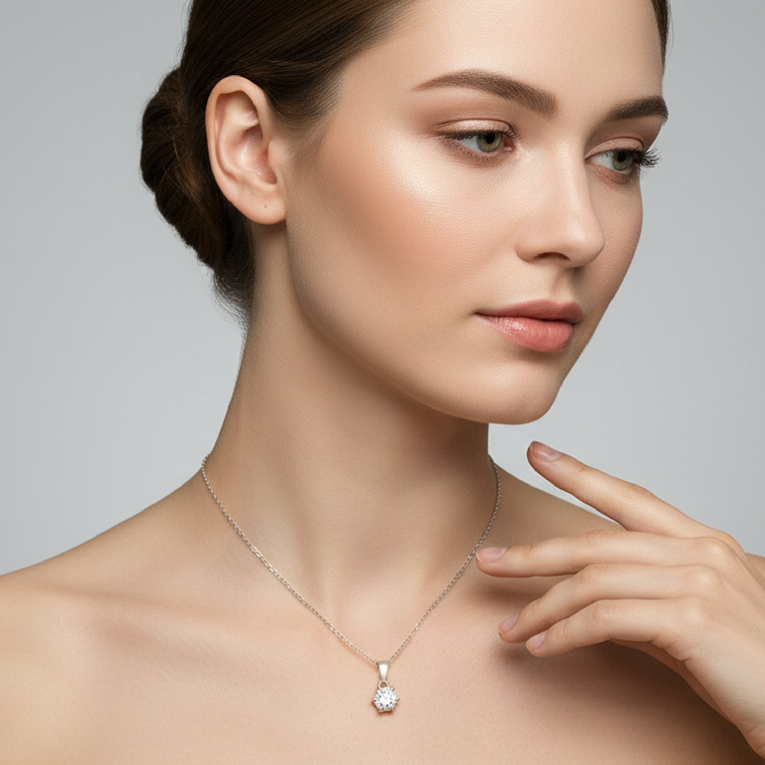 0.2 Ct 6 Prong Soltaire Pendant Necklace in 14Kt