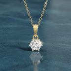 0.2 Ct 6 Prong Soltaire Pendant Necklace in 14Kt