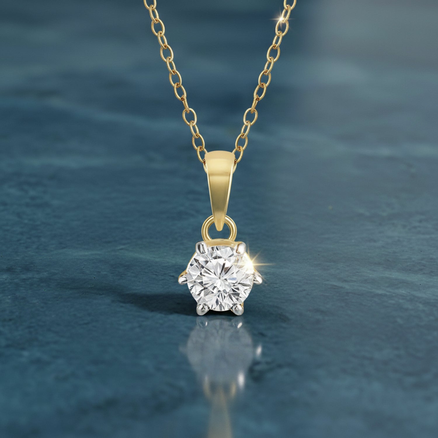 0.2 Ct 6 Prong Soltaire Pendant Necklace in 14Kt