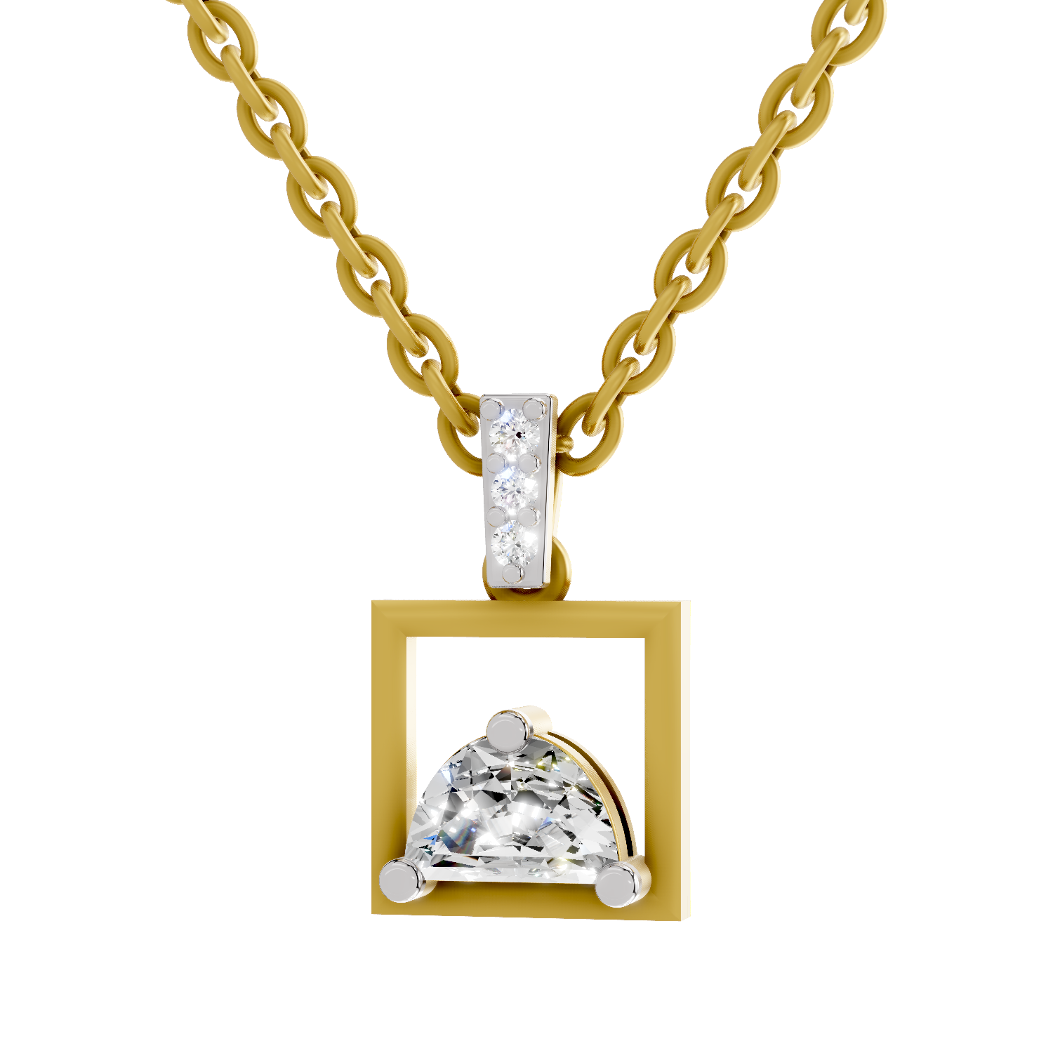 0.29 Carat Half-Moon Frame Pendant | 14K Yellow Gold