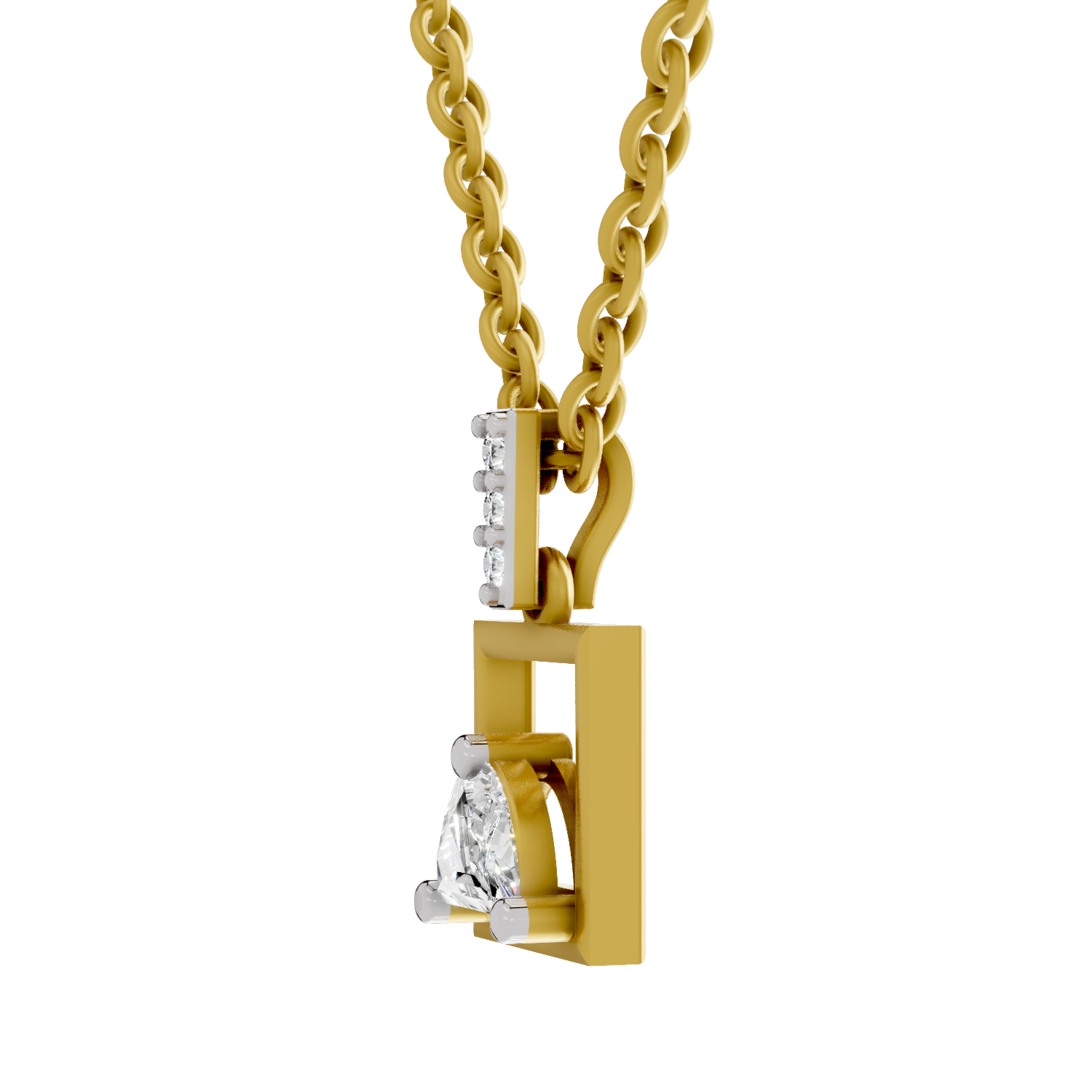 0.29 Carat Half-Moon Frame Pendant | 14K Yellow Gold