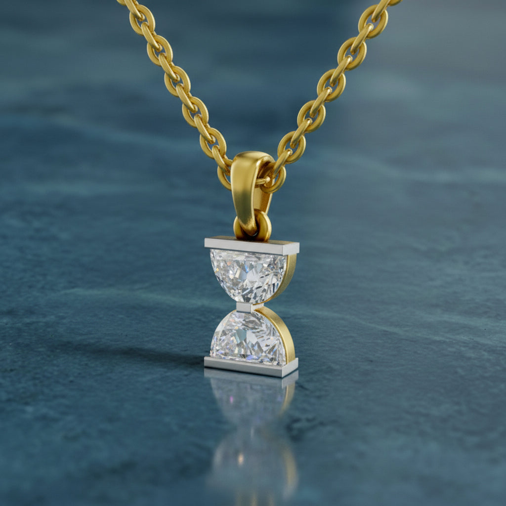0.79 Carat Lab Grown Diamond Hourglass Pendant in 14K