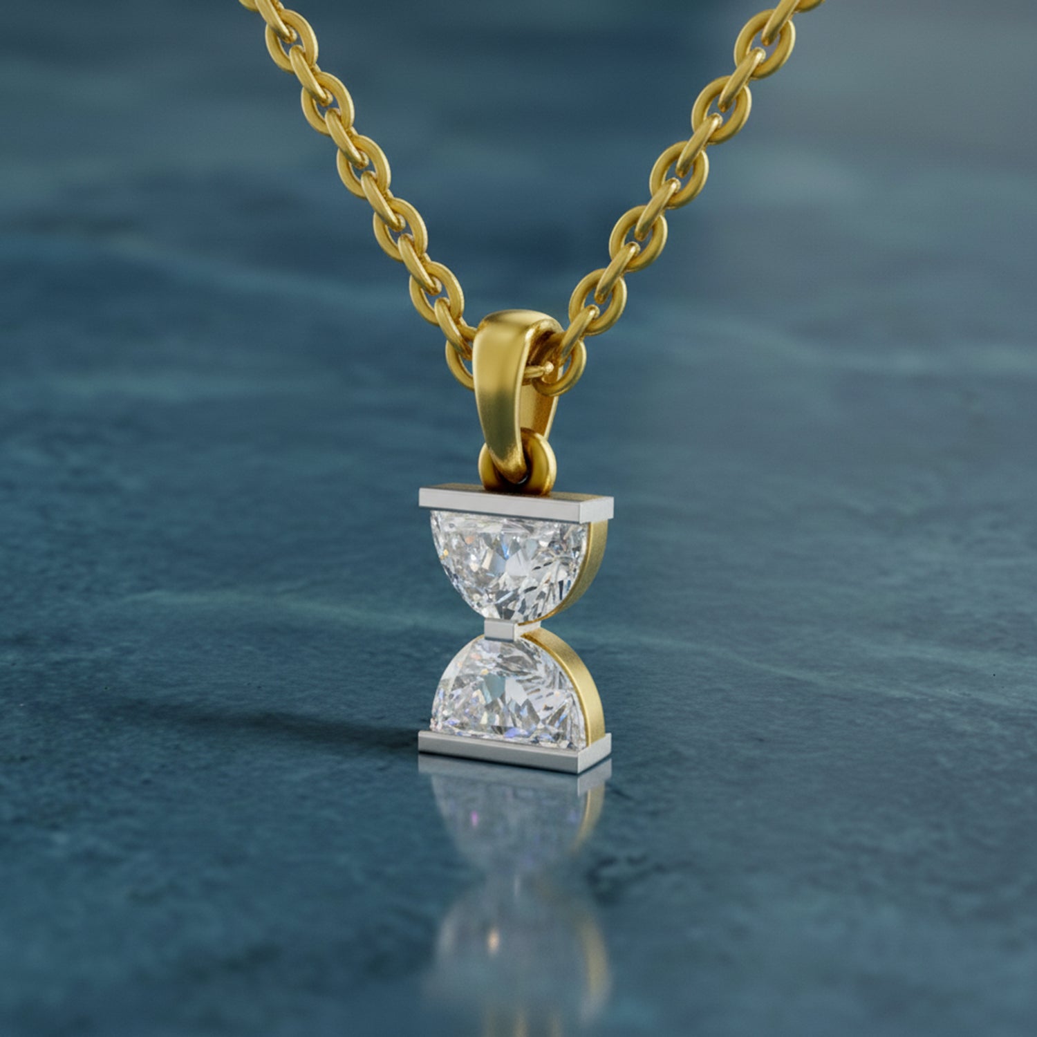 0.79 Carat Lab Grown Diamond Hourglass Pendant in 14K