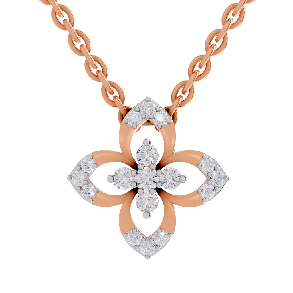 0.25 Carat Lab Grown Diamond Floral Pendant in 14K