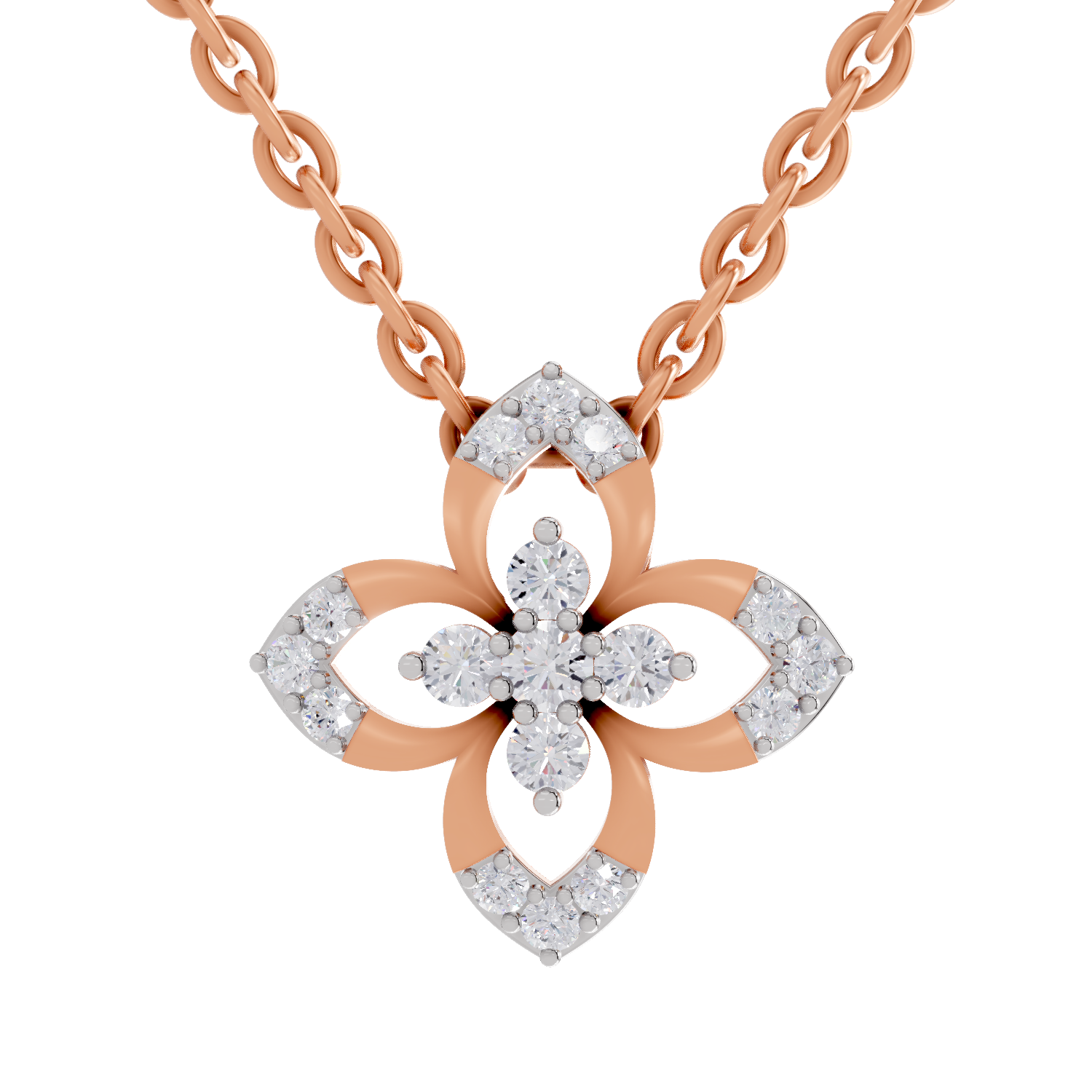 0.25 Carat Lab Grown Diamond Floral Pendant in 14K