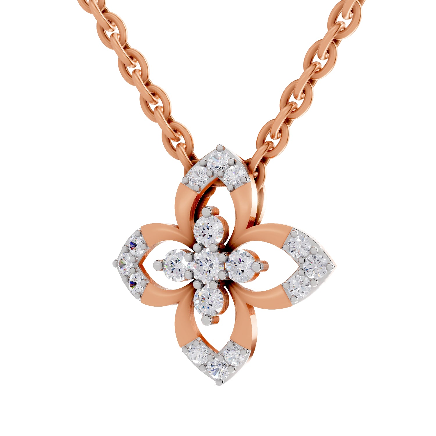 0.25 Carat Round Shape Floral Pendant | 14K Rose Gold
