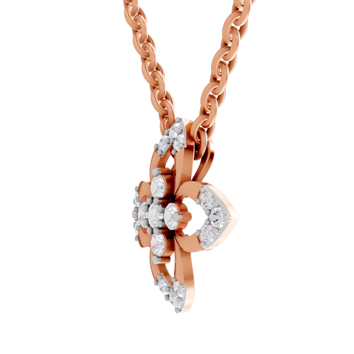 0.25 Carat Round Shape Floral Pendant | 14K Rose Gold