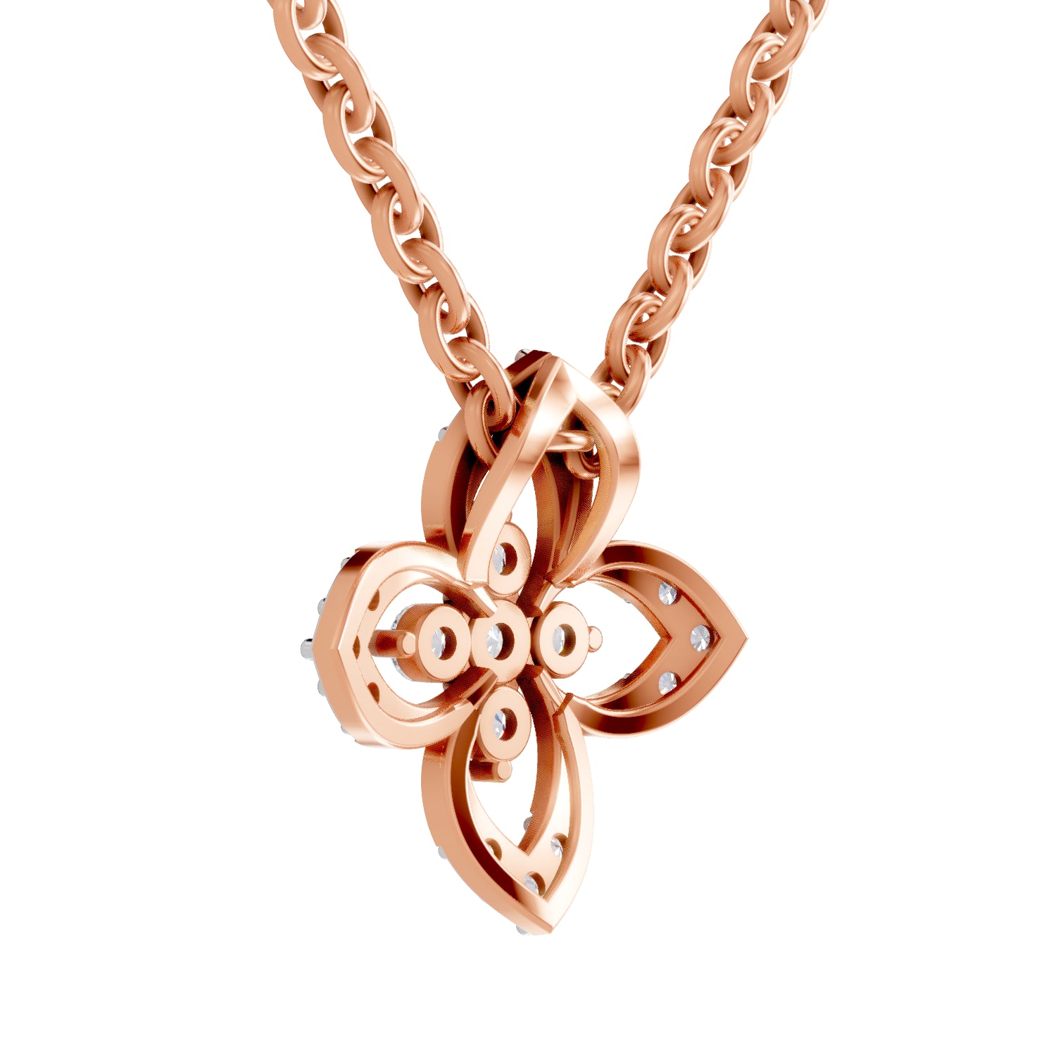 0.25 Carat Round Shape Floral Pendant | 14K Rose Gold