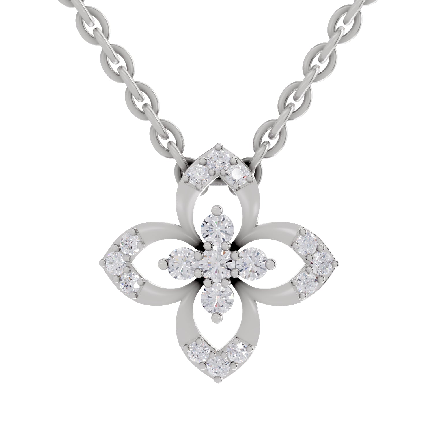 0.25 Carat Round Shape Floral Pendant | 14K White Gold