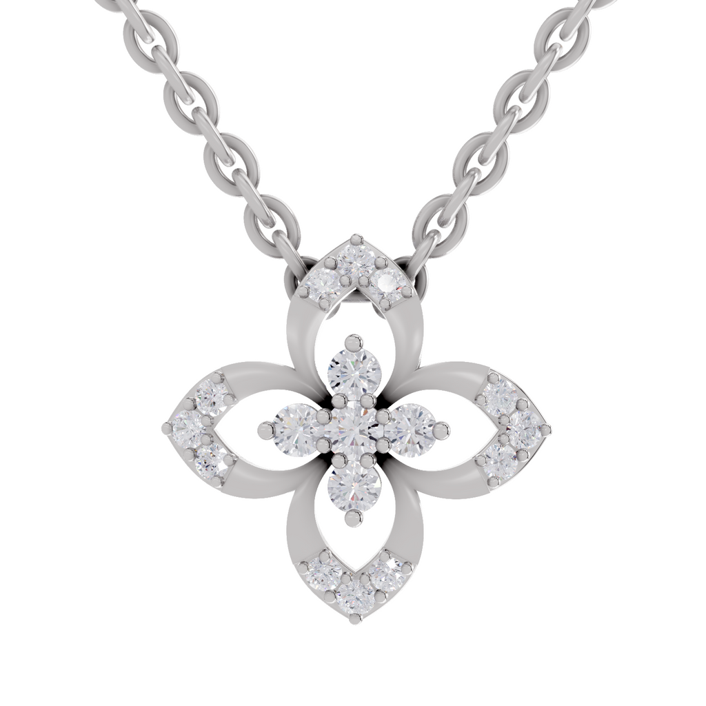 0.25 Carat Lab Grown Diamond Floral Pendant in 14K