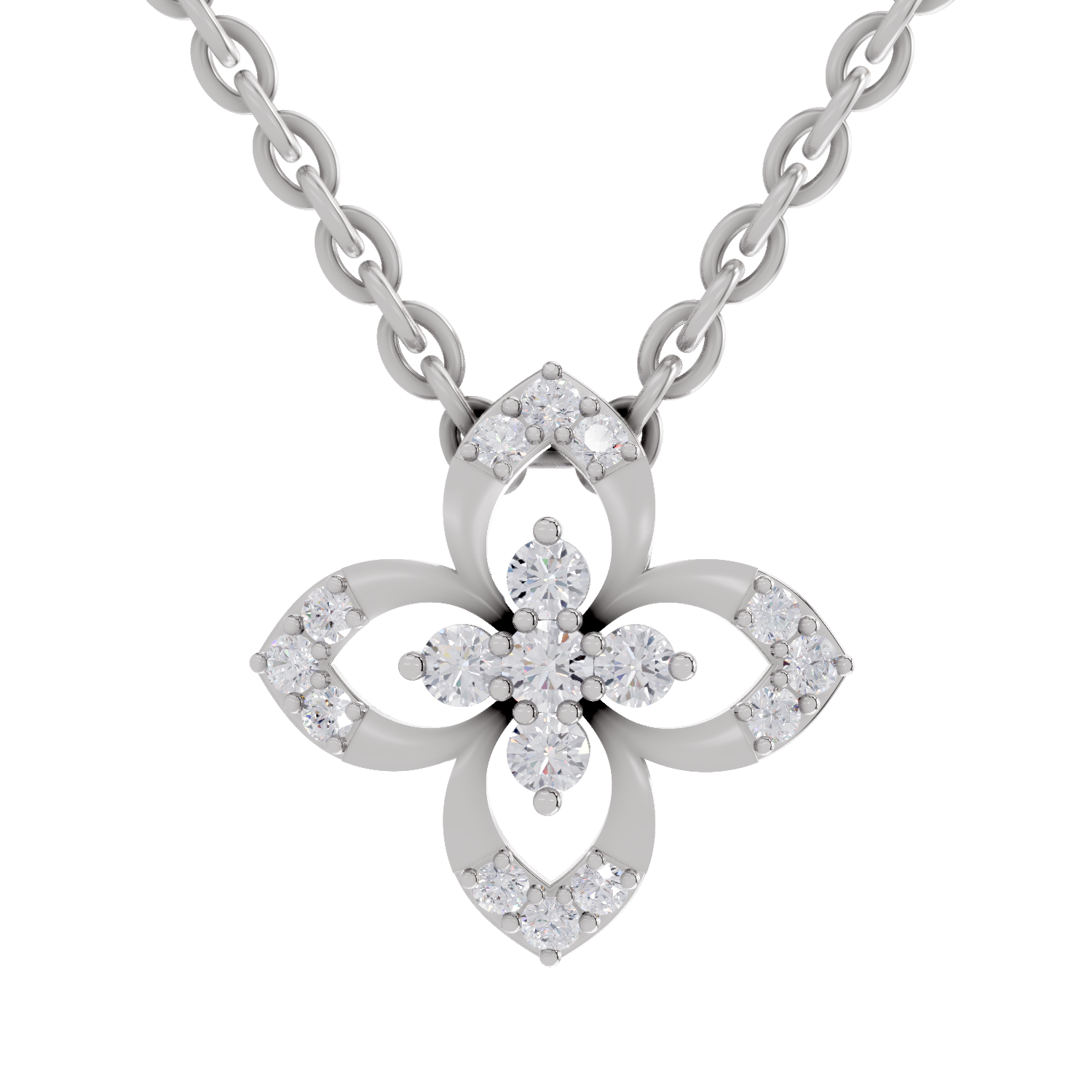 0.25 Carat Lab Grown Diamond Floral Pendant in 14K