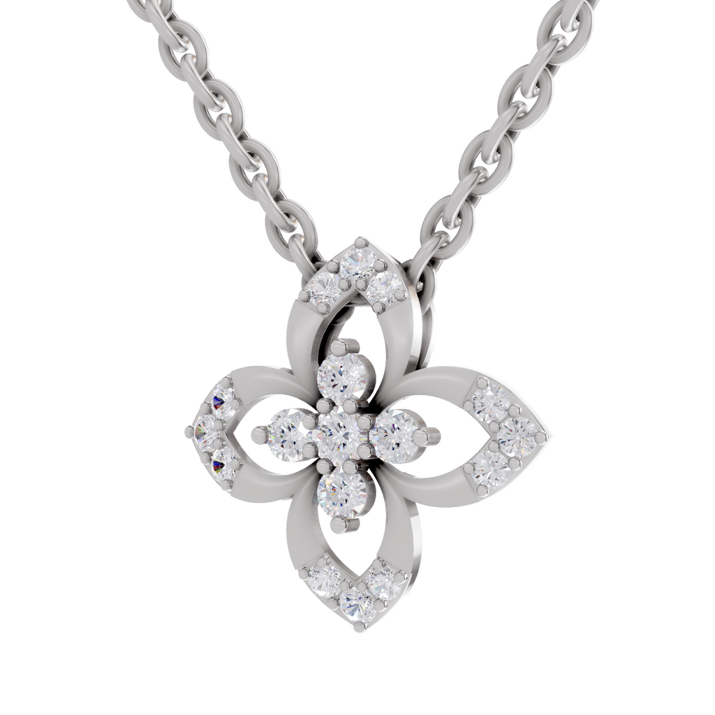 0.25 Carat Lab Grown Diamond Floral Pendant in 14K