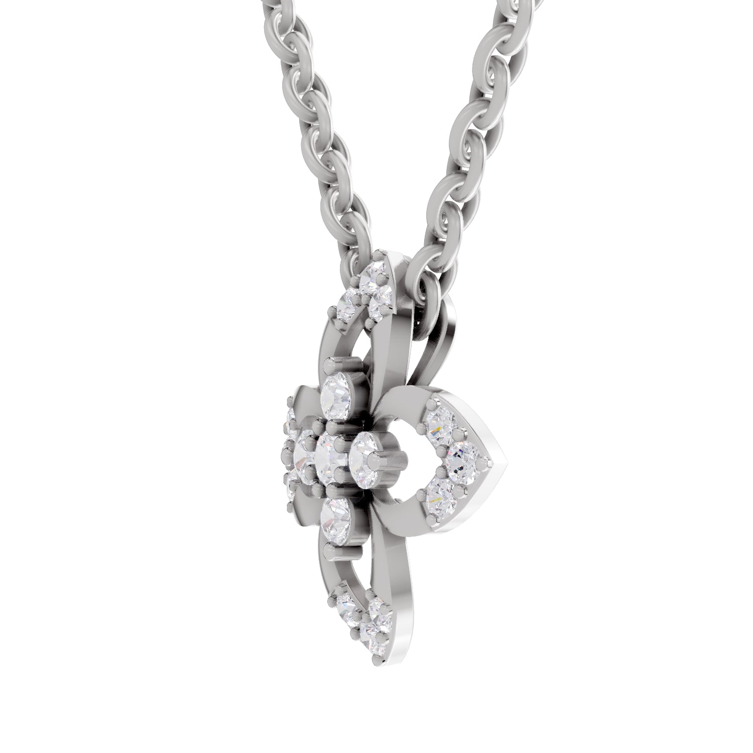 0.25 Carat Round Shape Floral Pendant | 14K White Gold