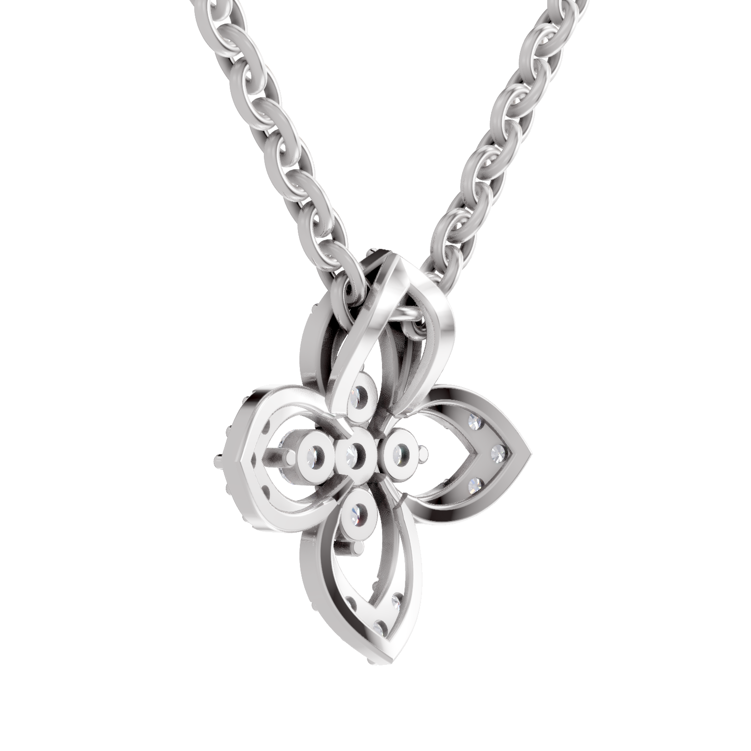 0.25 Carat Lab Grown Diamond Floral Pendant in 14K