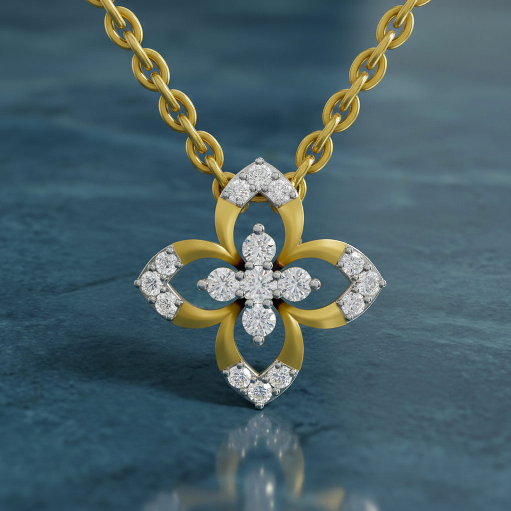 0.25 Carat Lab Grown Diamond Floral Pendant in 14K