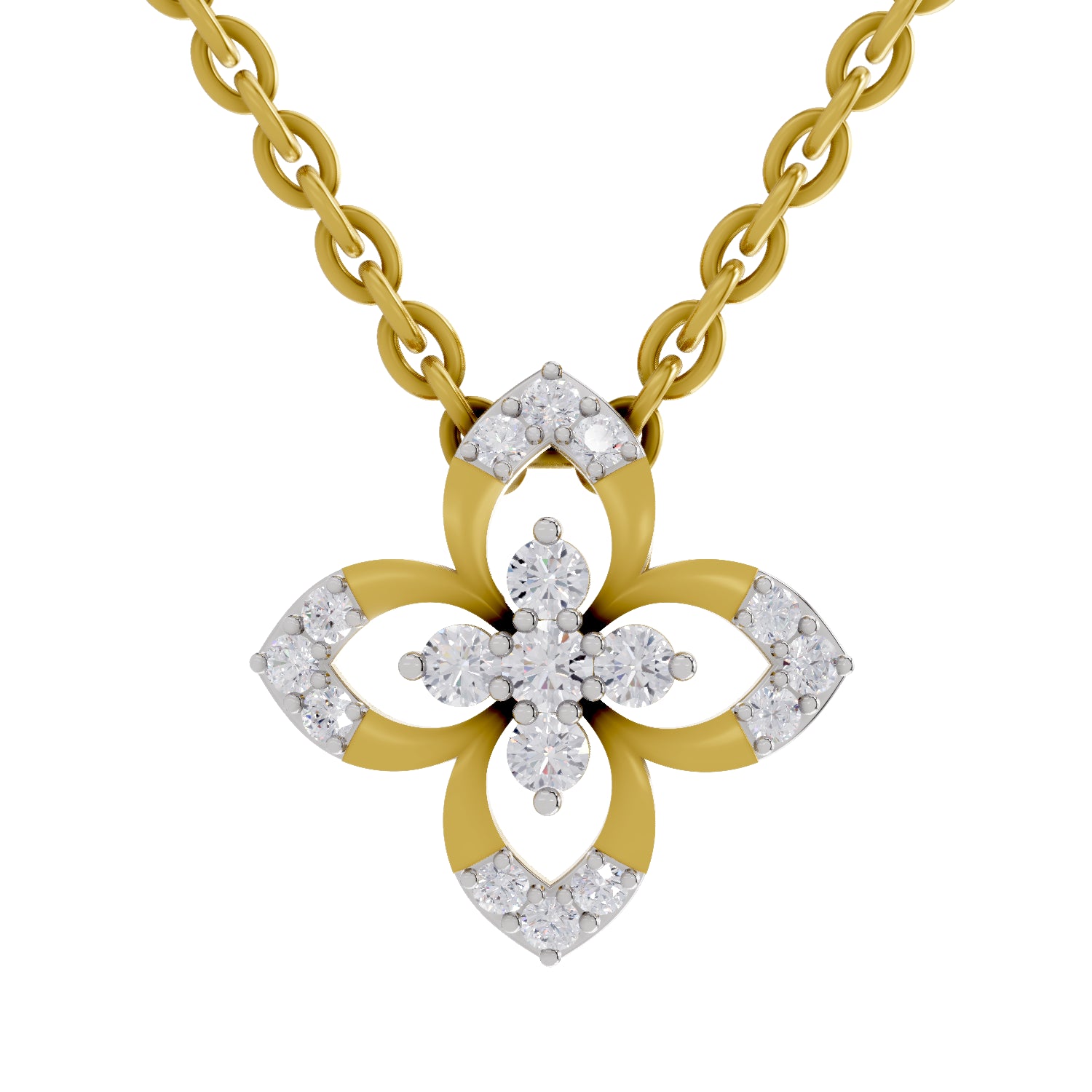 0.25 Carat Round Shape Floral Pendant | 14K Yellow Gold