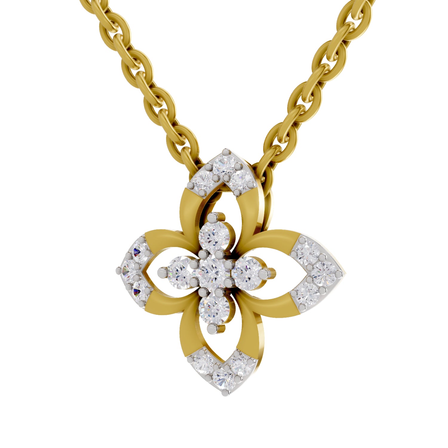 0.25 Carat Round Shape Floral Pendant | 14K Yellow Gold