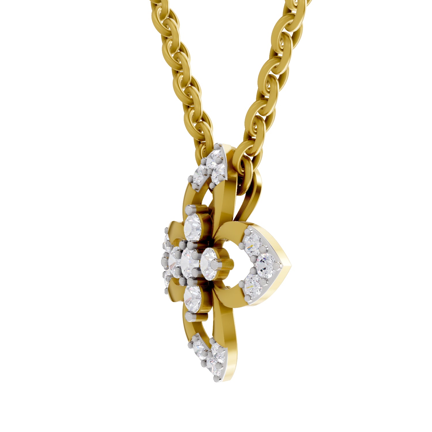 0.25 Carat Round Shape Floral Pendant | 14K Yellow Gold