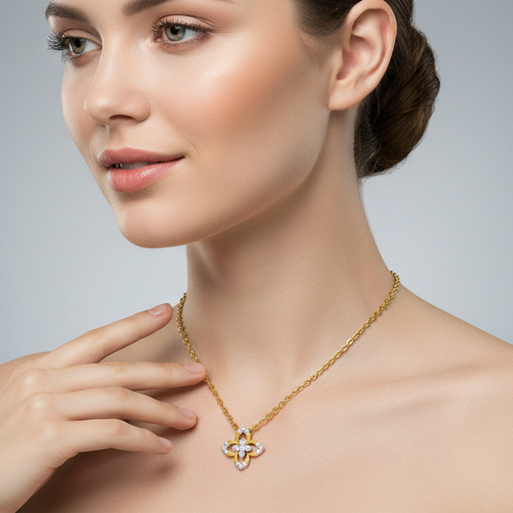 0.25 Carat Lab Grown Diamond Floral Pendant in 14K
