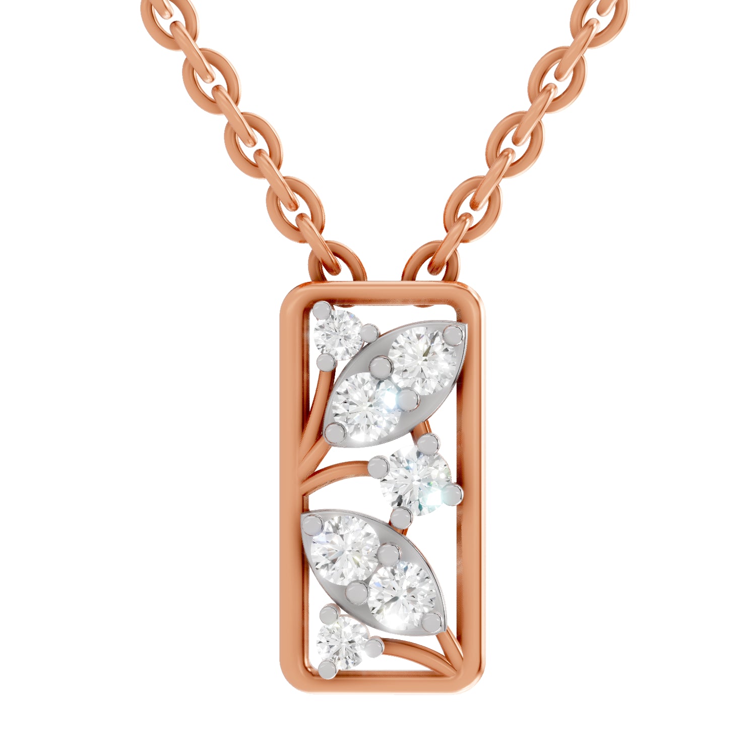 0.26 Carat Round Shape Everleaf Pendant | 14K Rose Gold