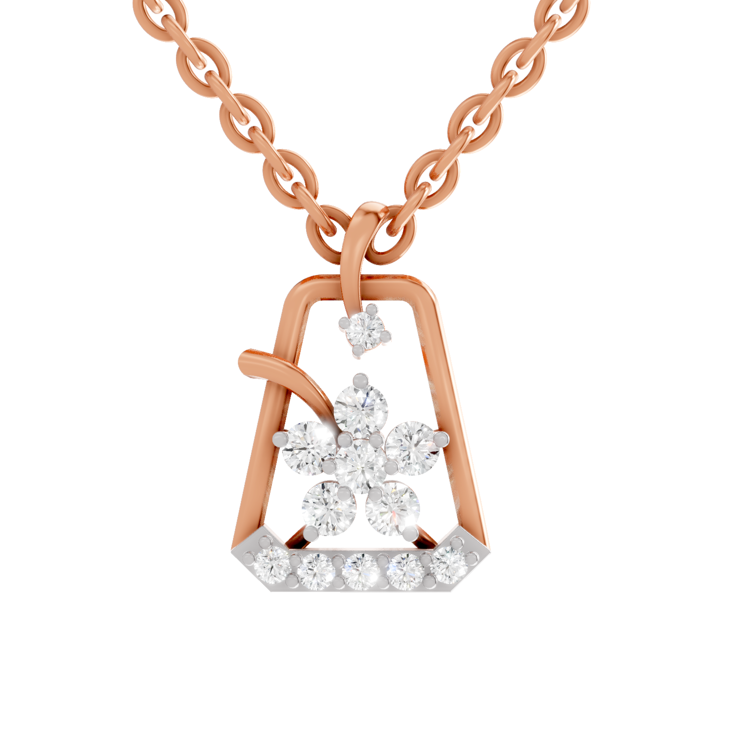 0.25 Carat Lab Grown Diamond Blossom Frame Pendant in 14K