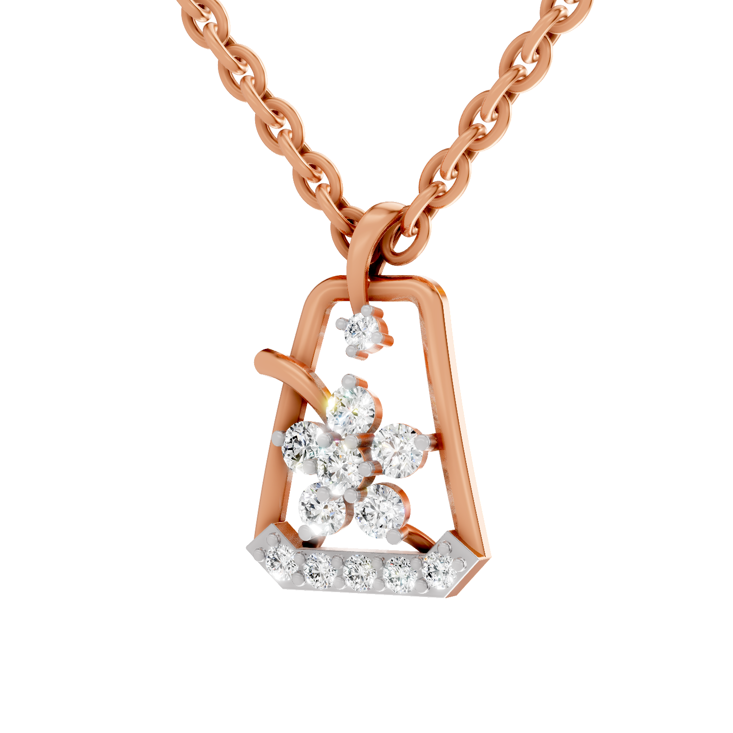 0.25 Carat Lab Grown Diamond Blossom Frame Pendant in 14K