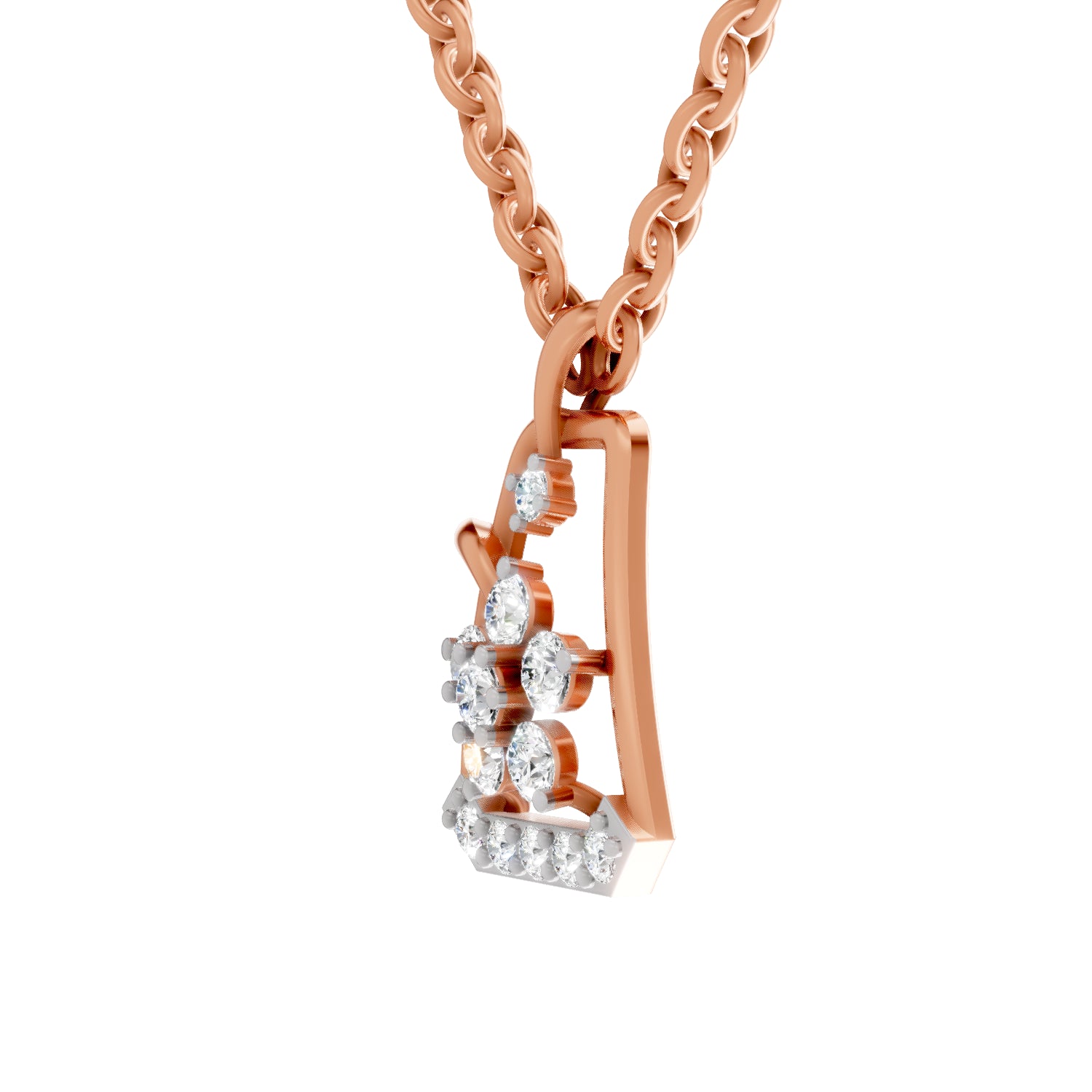 0.25 Carat Round Shape Blossom Frame Pendant | 14K Rose Gold