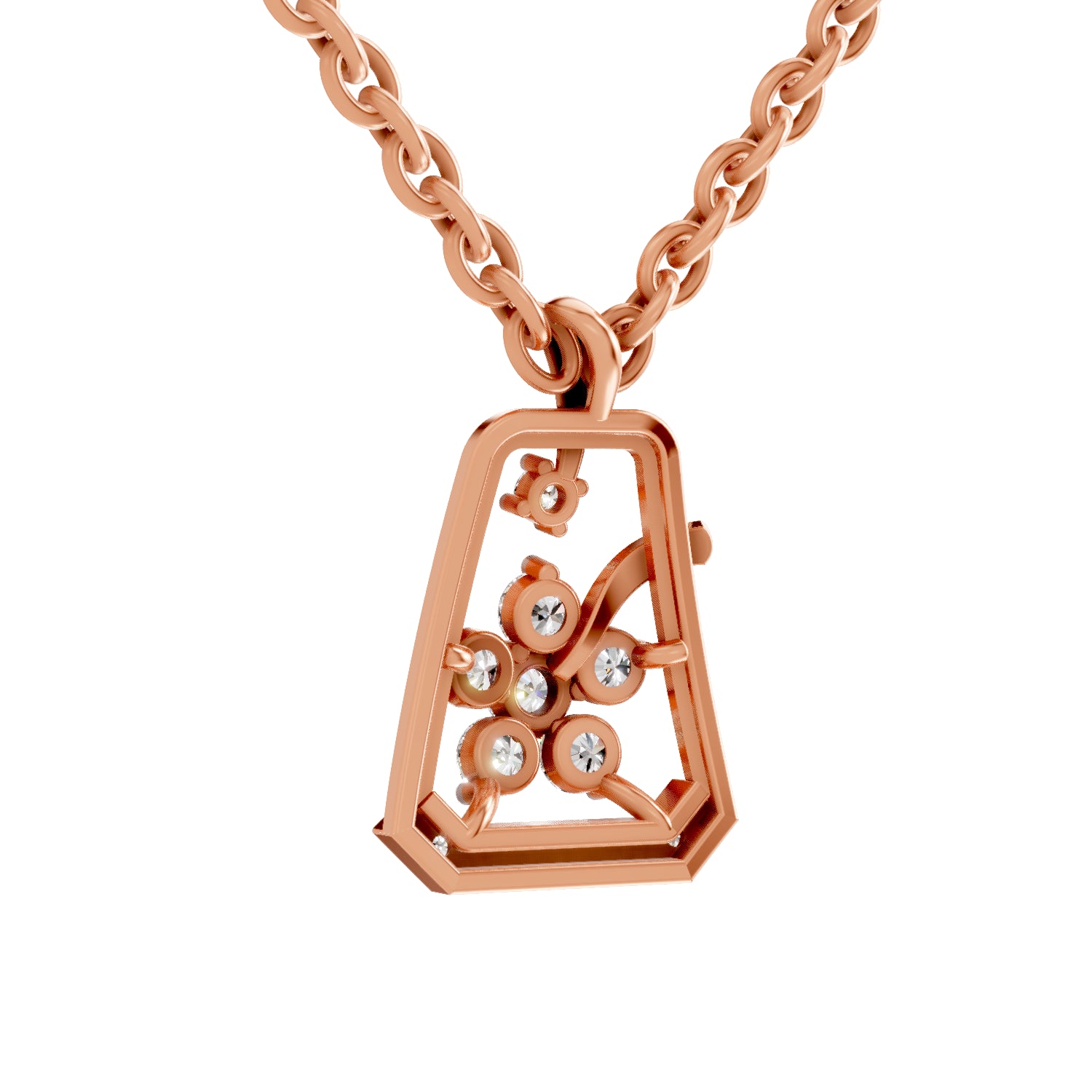 0.25 Carat Round Shape Blossom Frame Pendant | 14K Rose Gold