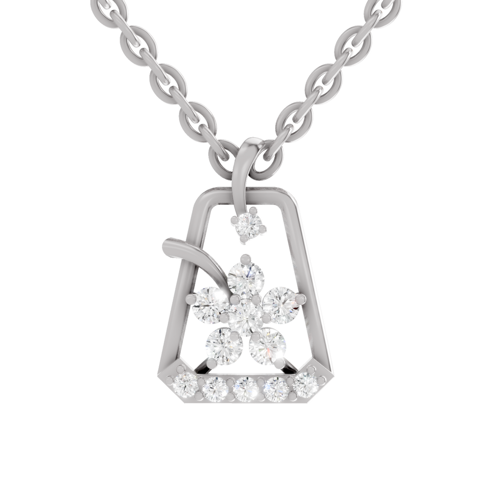 0.25 Carat Lab Grown Diamond Blossom Frame Pendant in 14K