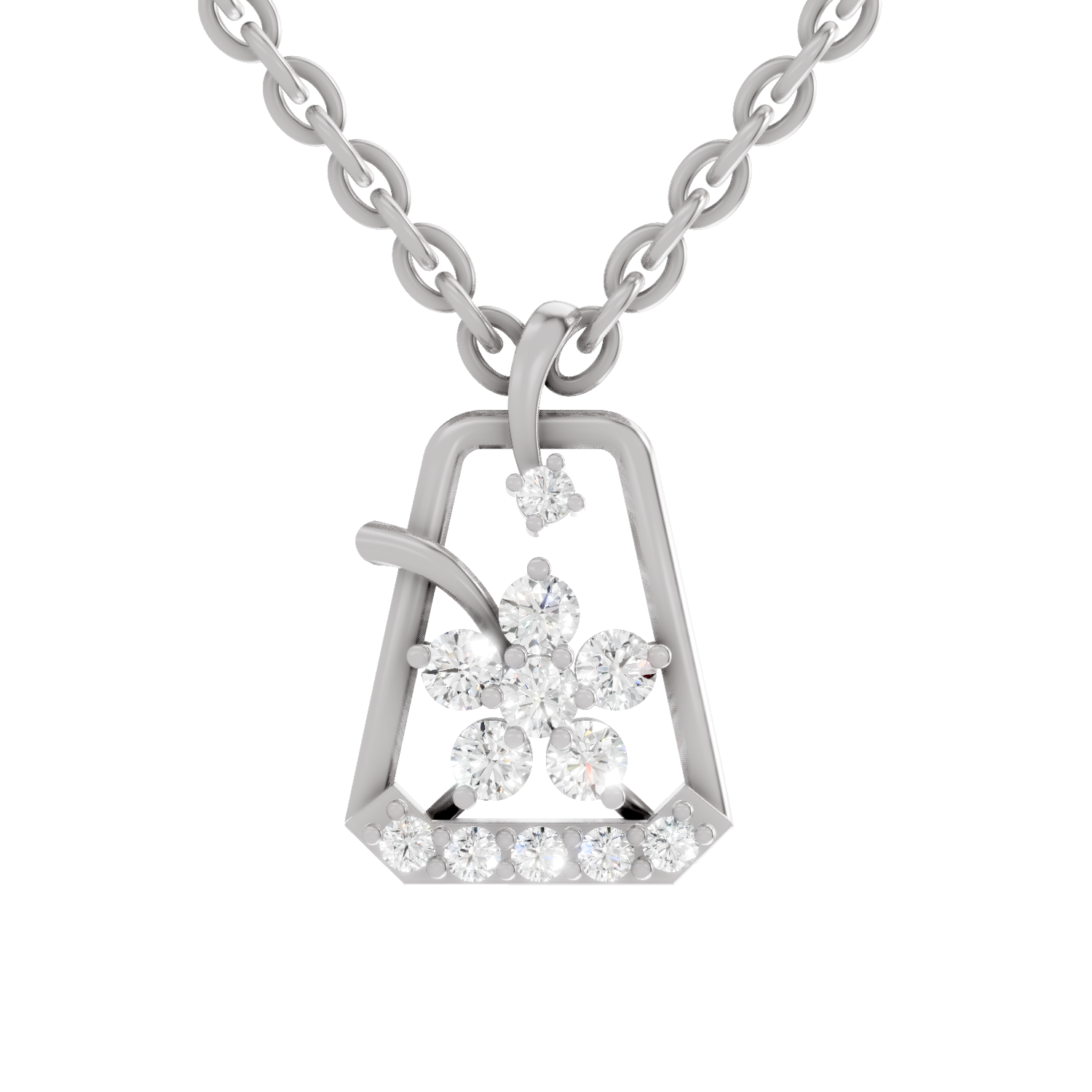 0.25 Carat Lab Grown Diamond Blossom Frame Pendant in 14K