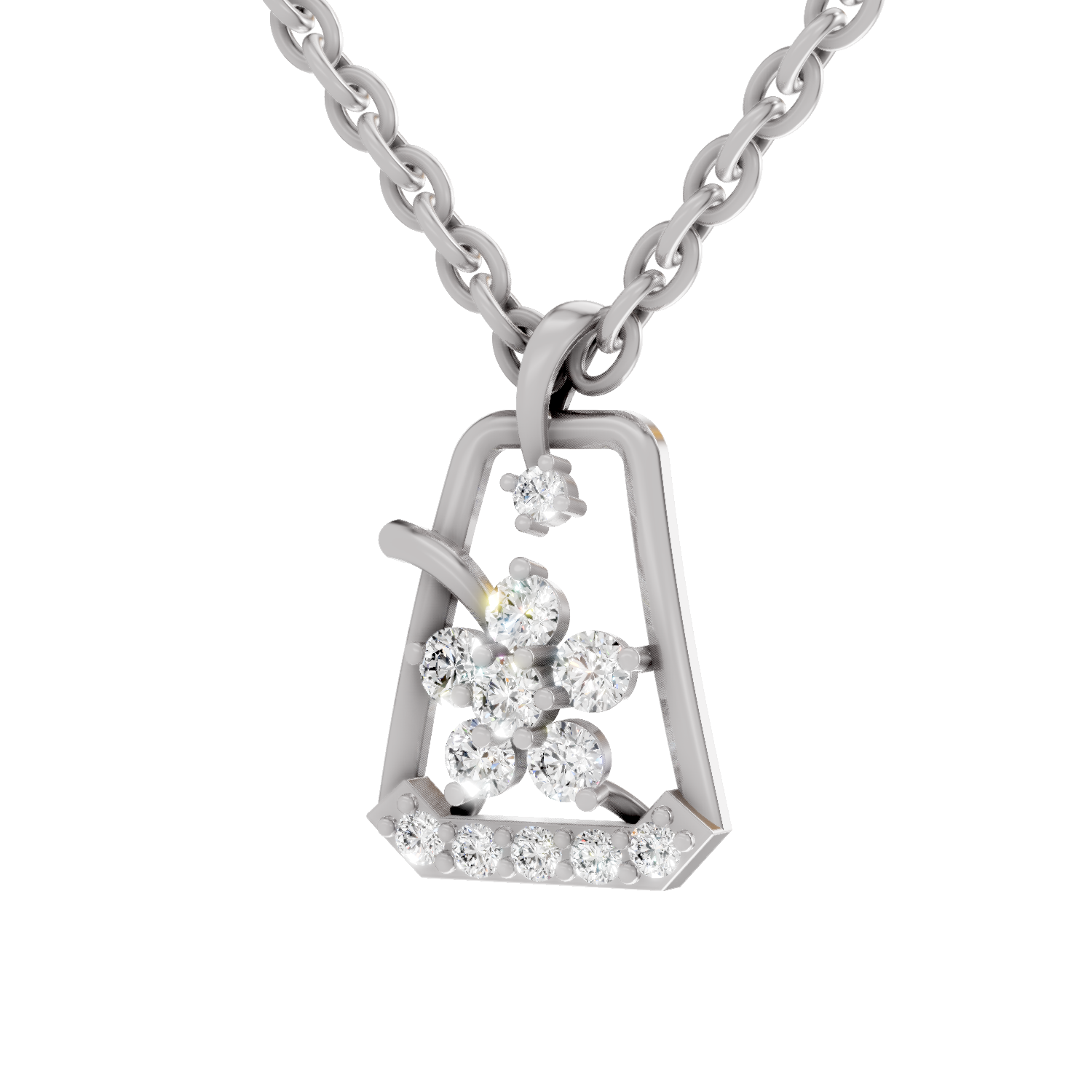 0.25 Carat Lab Grown Diamond Blossom Frame Pendant in 14K