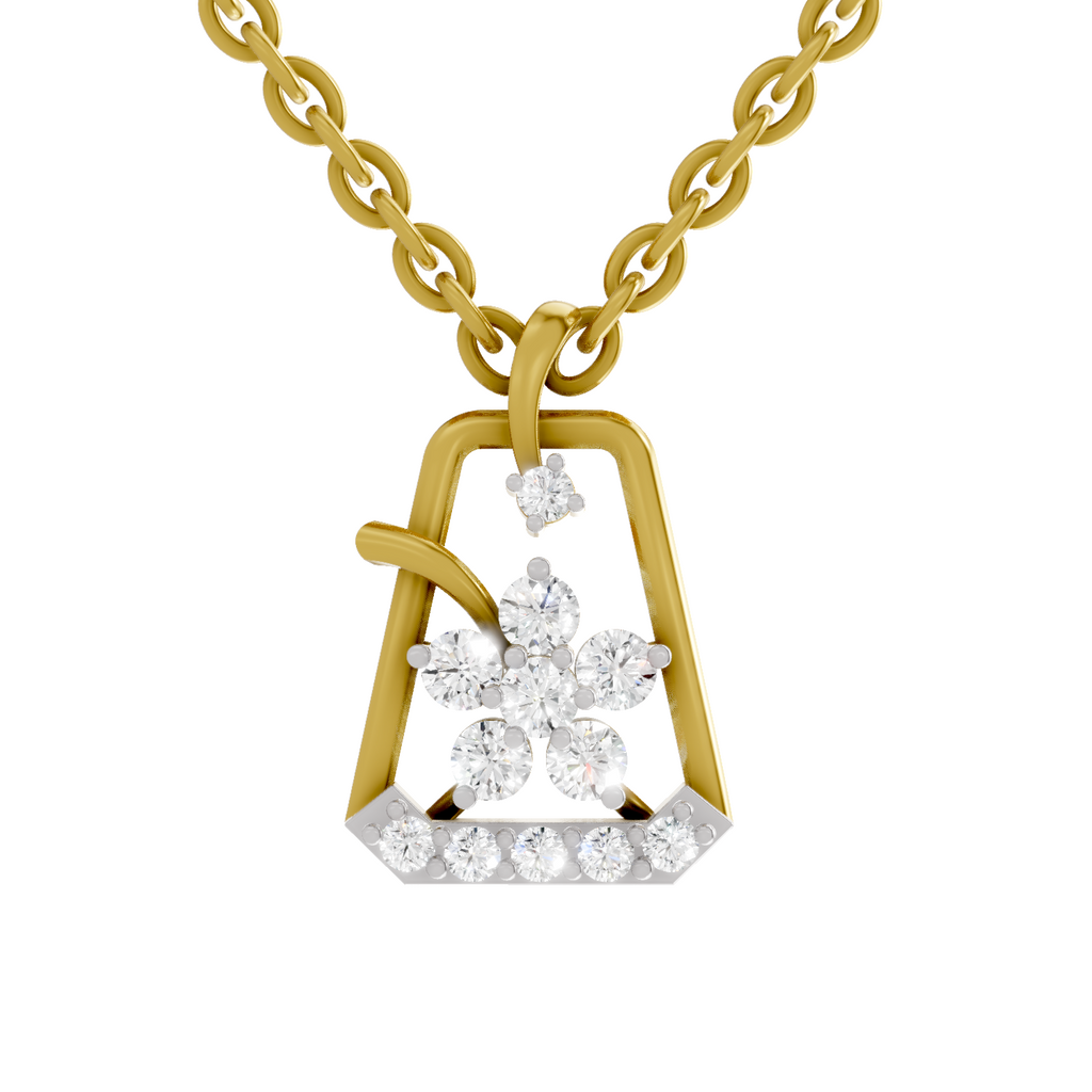 0.25 Carat Lab Grown Diamond Blossom Frame Pendant in 14K