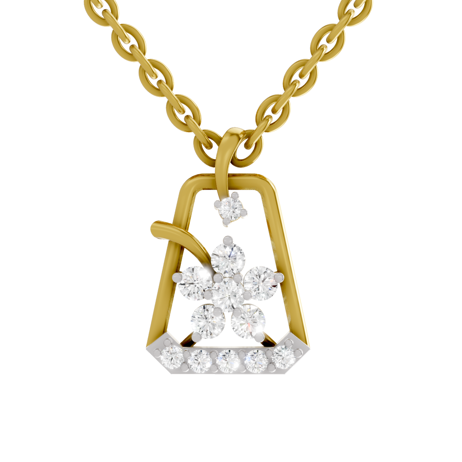 0.25 Carat Lab Grown Diamond Blossom Frame Pendant in 14K