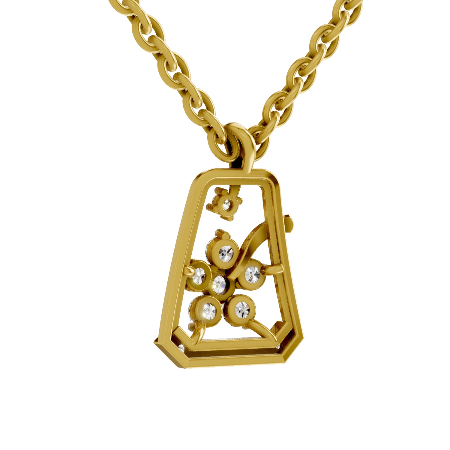 0.25 Carat Round Shape Blossom Frame Pendant | 14K Yellow Gold