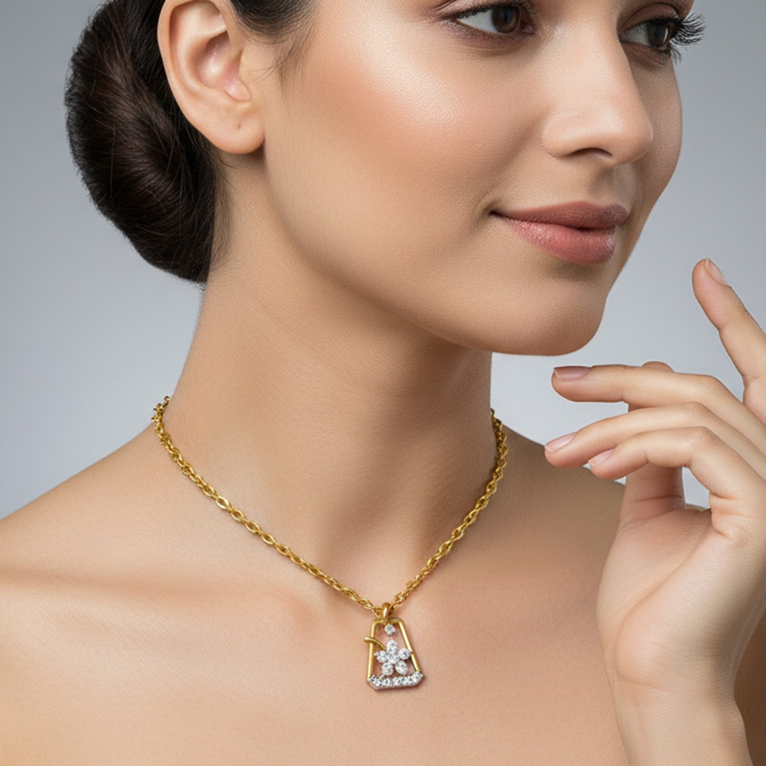0.25 Carat Lab Grown Diamond Blossom Frame Pendant in 14K