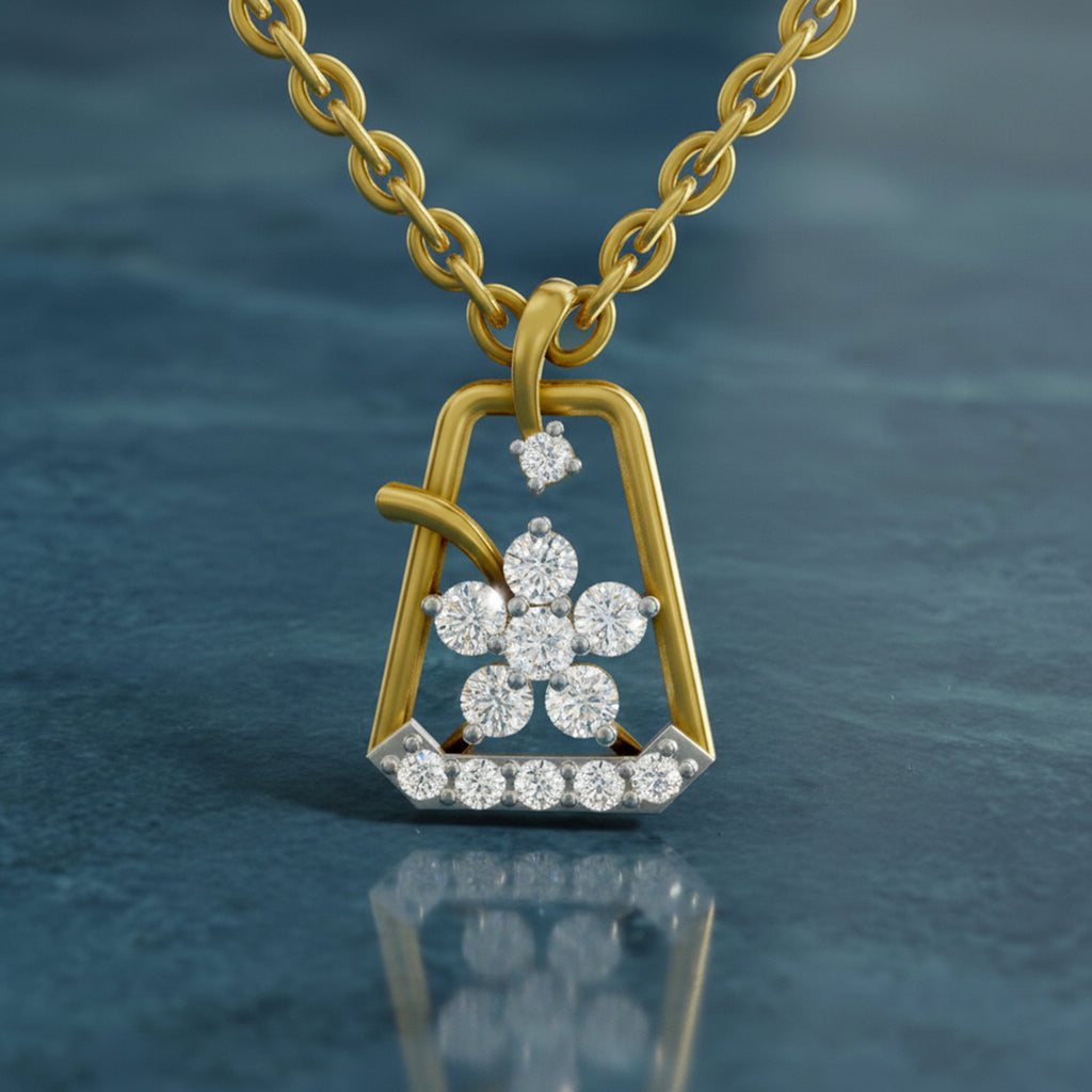 0.25 Carat Lab Grown Diamond Blossom Frame Pendant in 14K