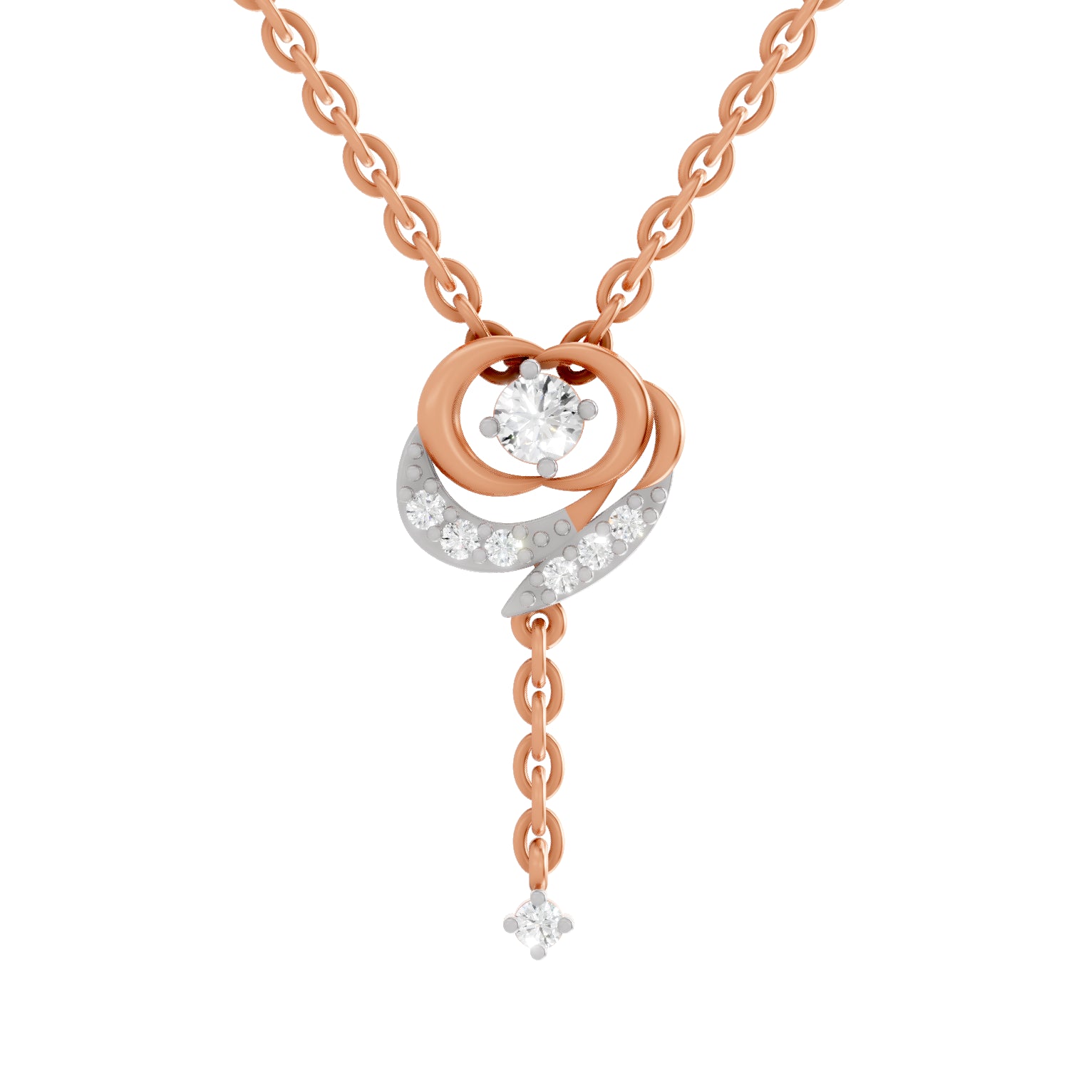 0.19 Carat Round Shape Infinity Drop Pendant | 14K Rose Gold