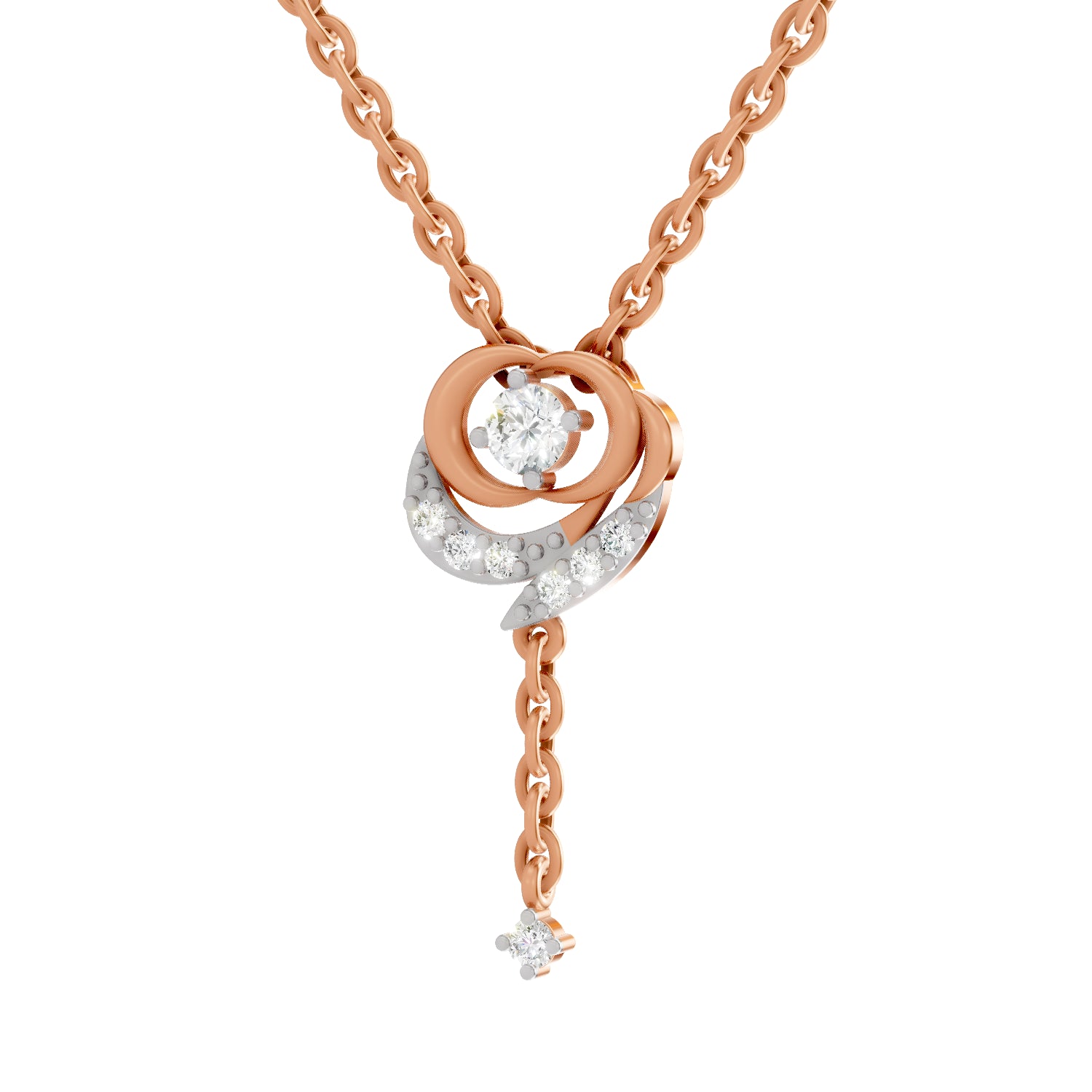 0.19 Carat Round Shape Infinity Drop Pendant | 14K Rose Gold