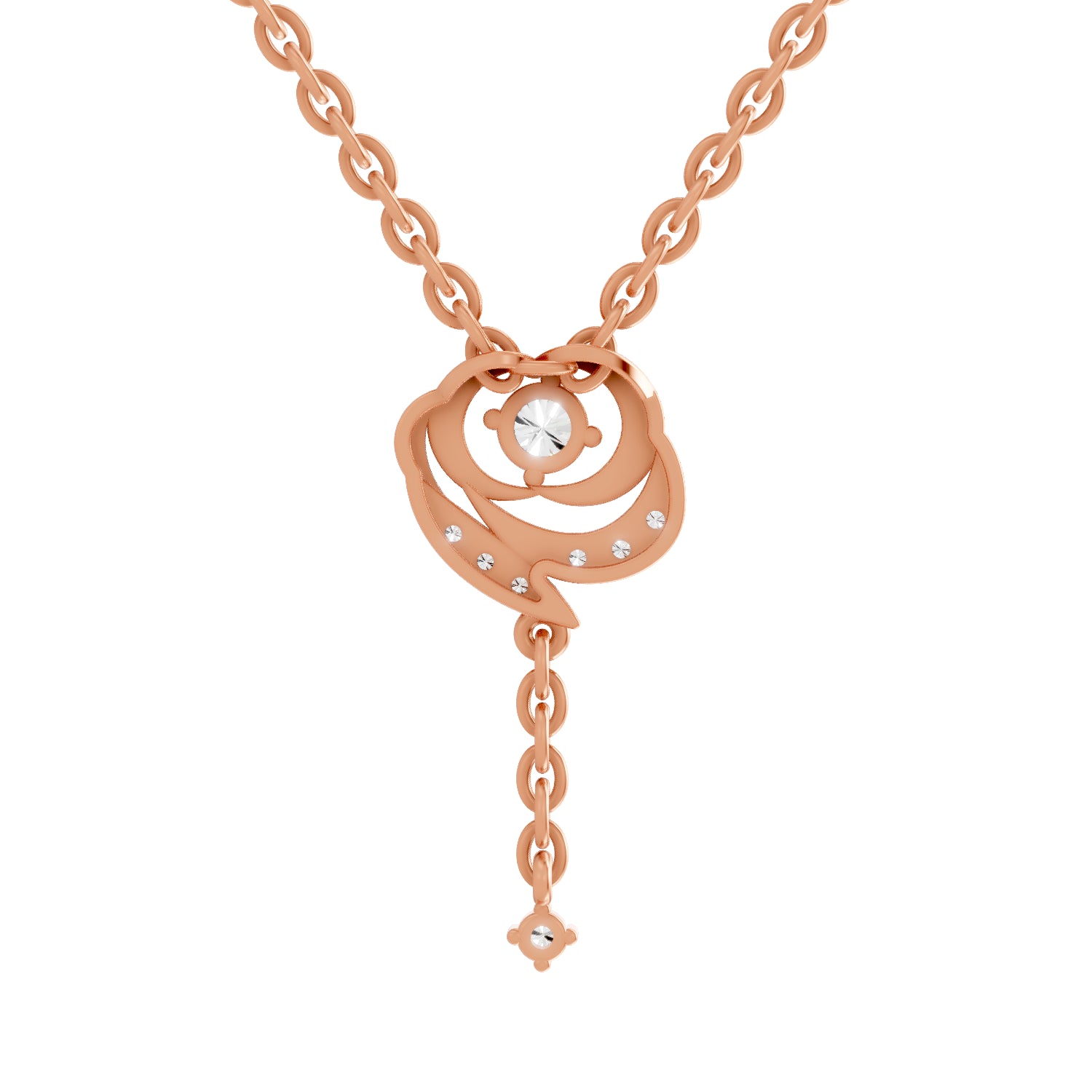 0.19 Carat Round Shape Infinity Drop Pendant | 14K Rose Gold