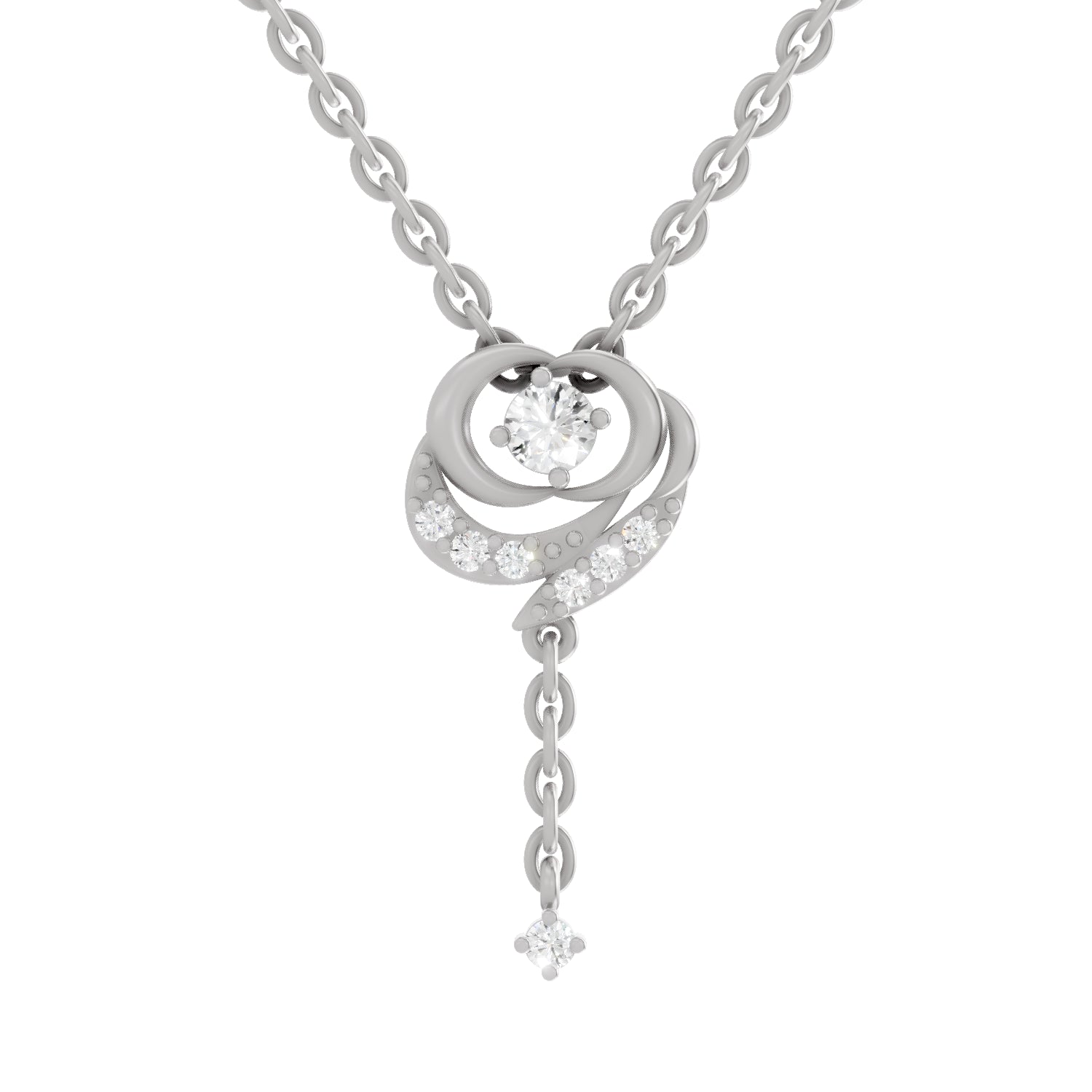 0.19 Carat Round Shape Infinity Drop Pendant | 14K White Gold