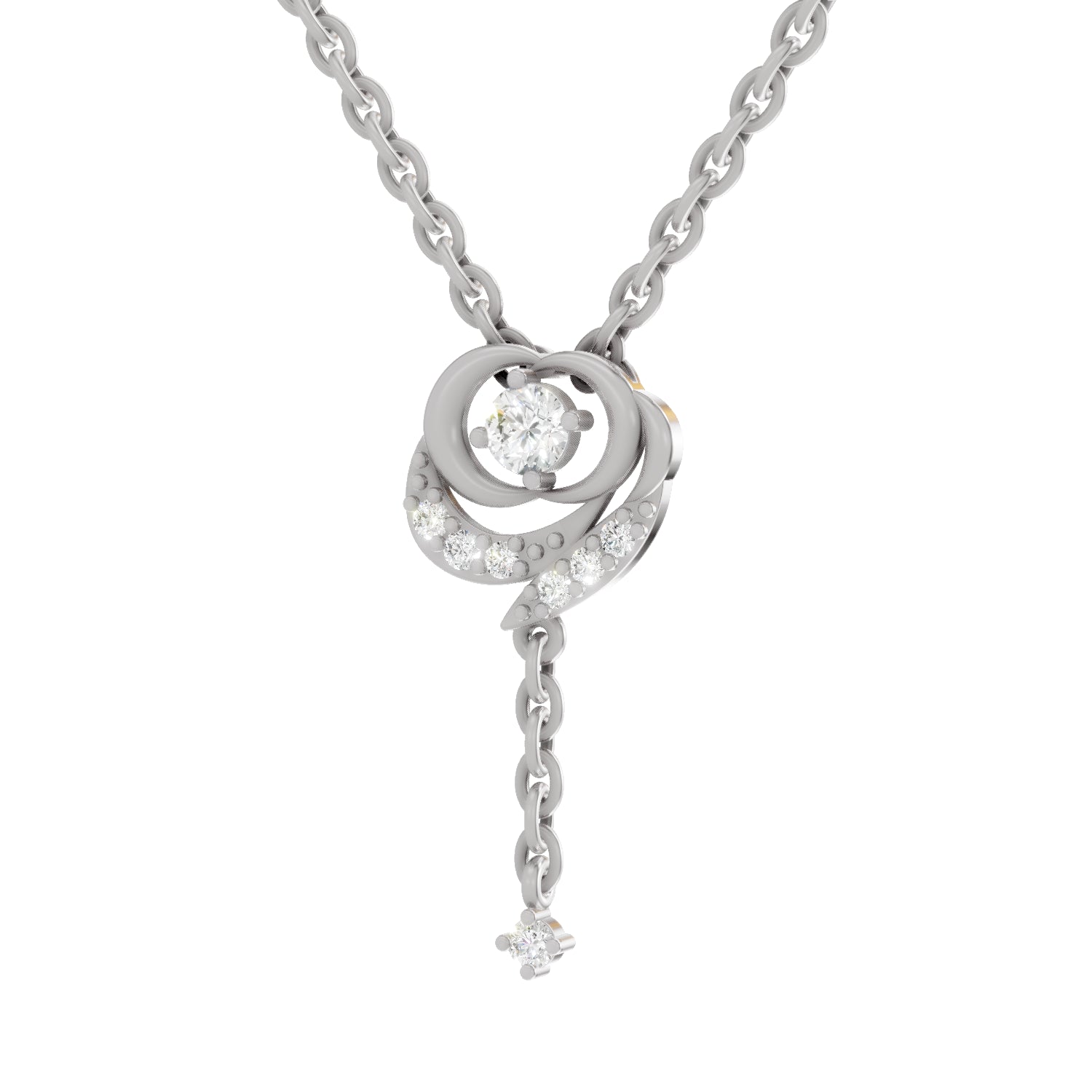 0.19 Carat Round Shape Infinity Drop Pendant | 14K White Gold