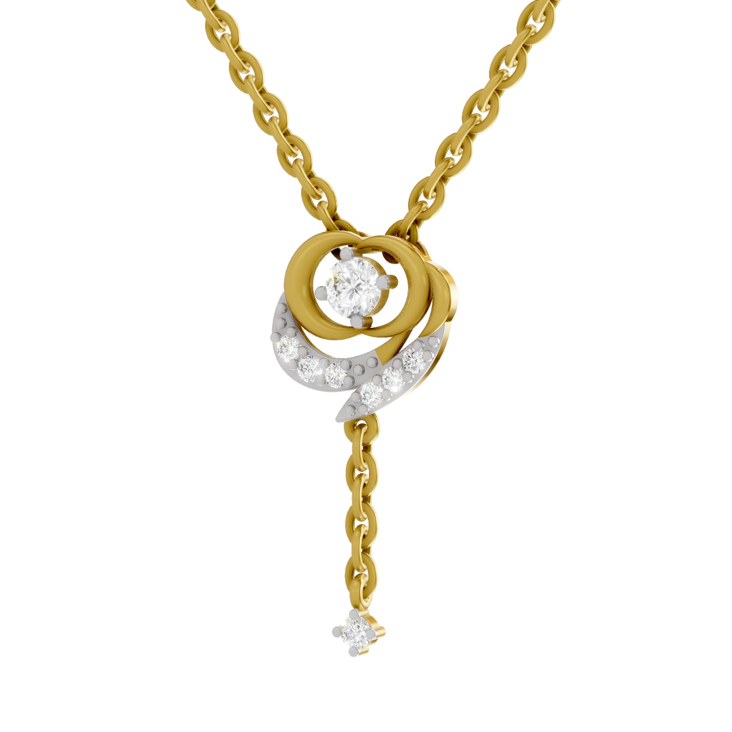 0.19 Carat Round Shape Infinity Drop Pendant | 14K Yellow Gold