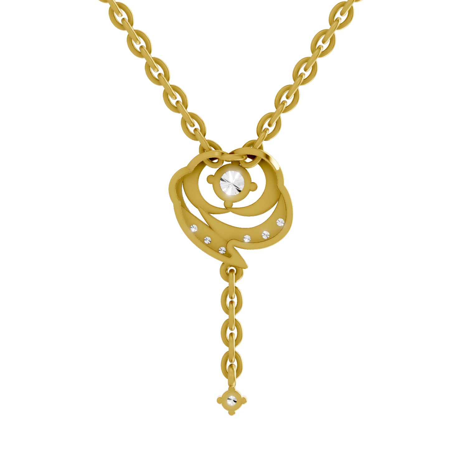 0.19 Carat Round Shape Infinity Drop Pendant | 14K Yellow Gold