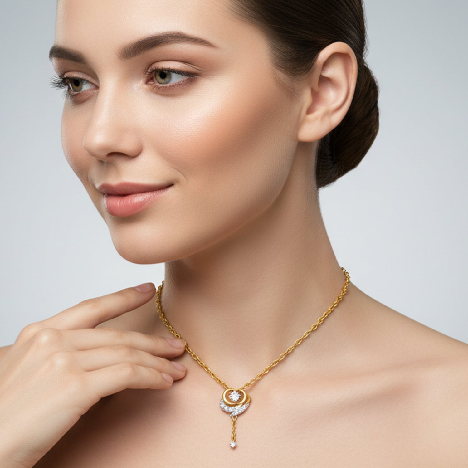 0.19 Carat Lab Grown Diamond Infinity Drop Pendant in 14K