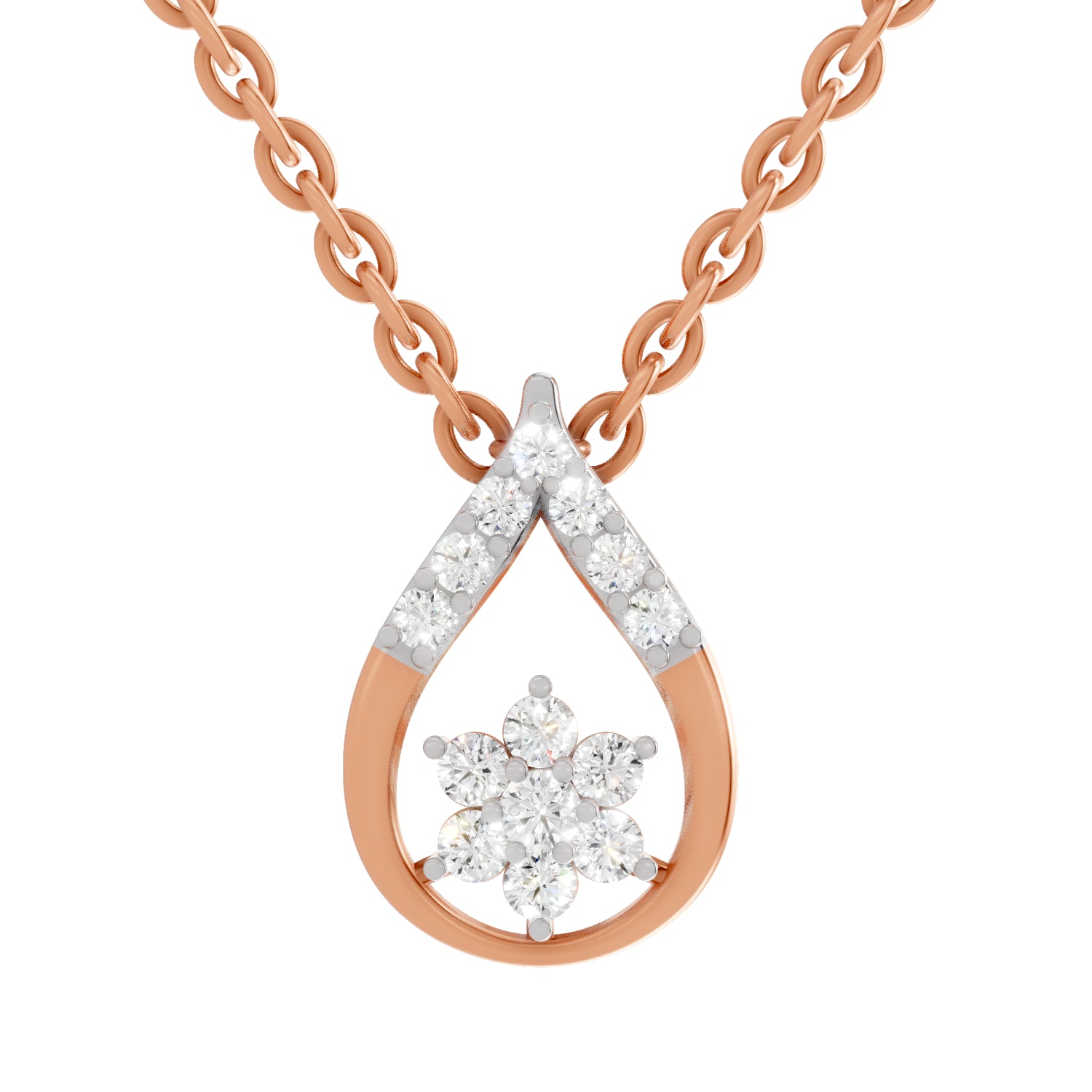 0.24 Carat Round Shape Teardrop Pendant | 14K Rose Gold