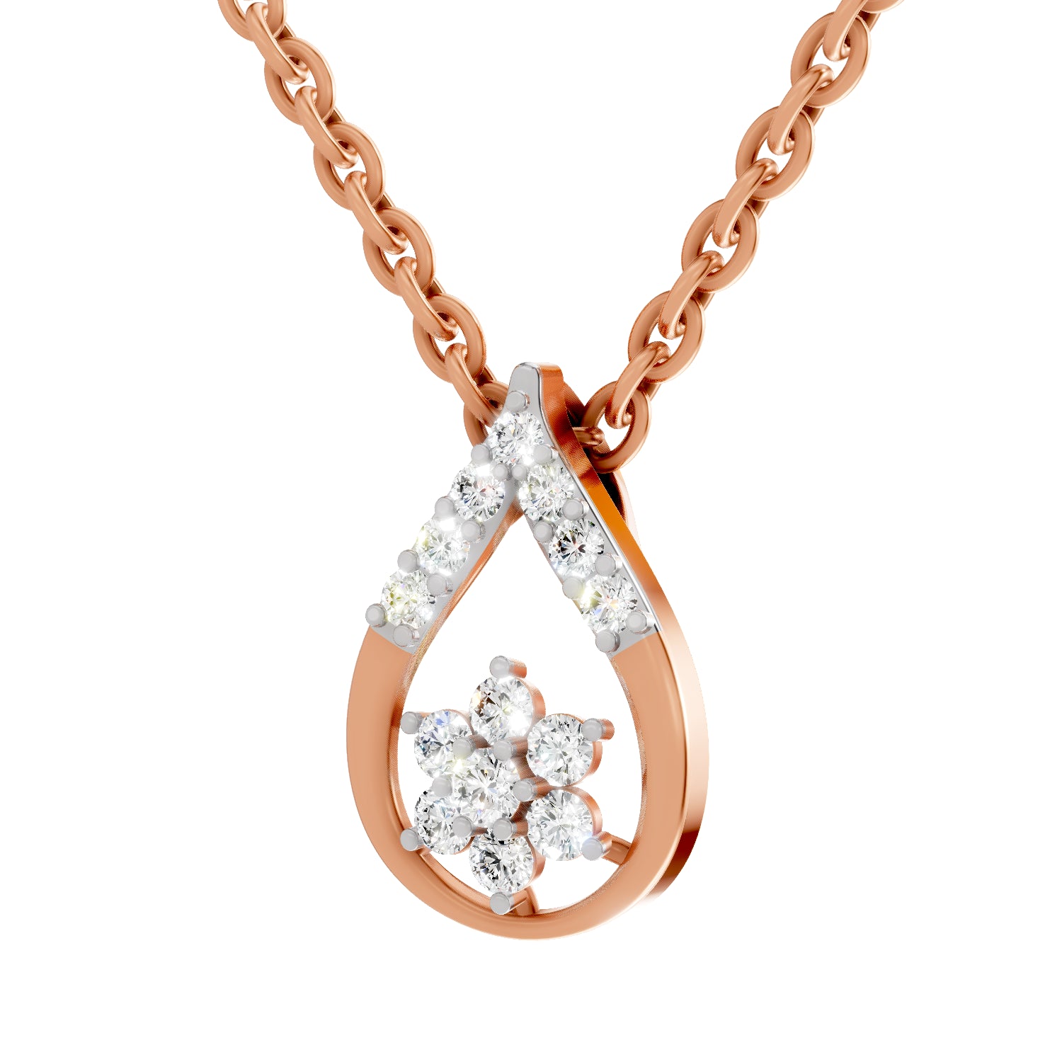0.24 Carat Round Shape Teardrop Pendant | 14K Rose Gold
